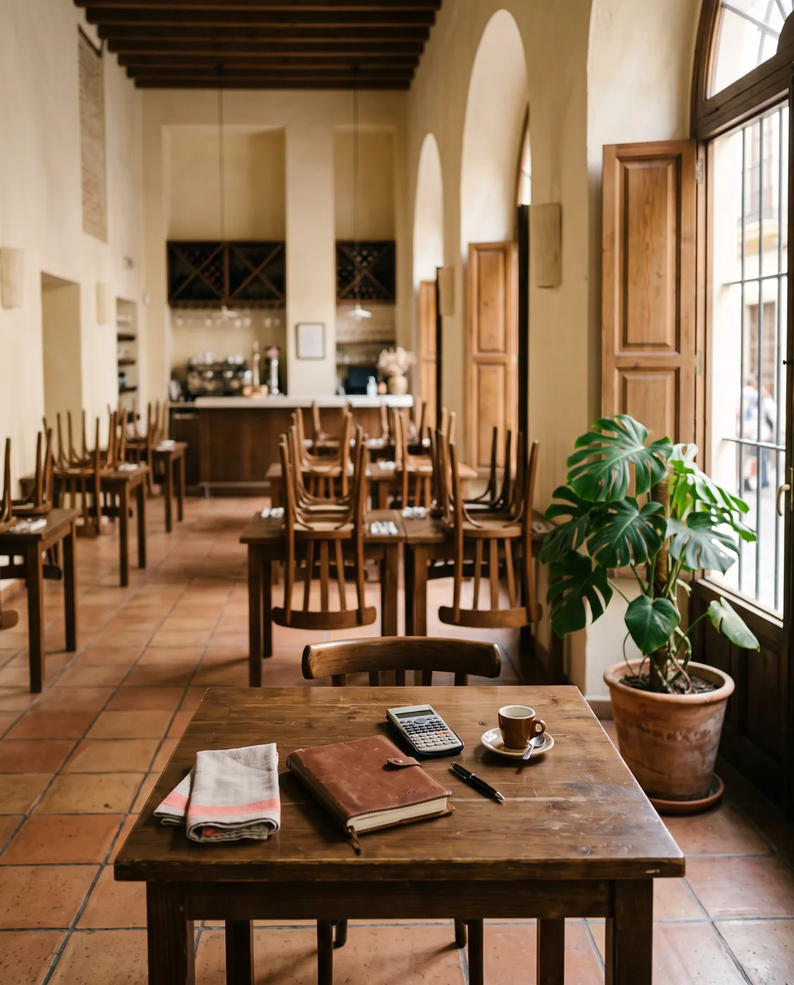 Comedor de un restaurante antes del servicio